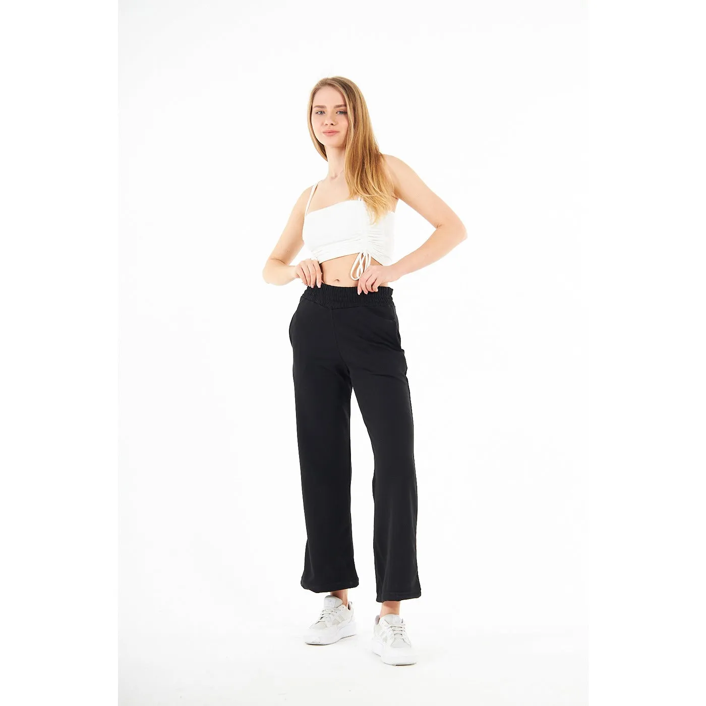 Black Wide Leg High Trousers