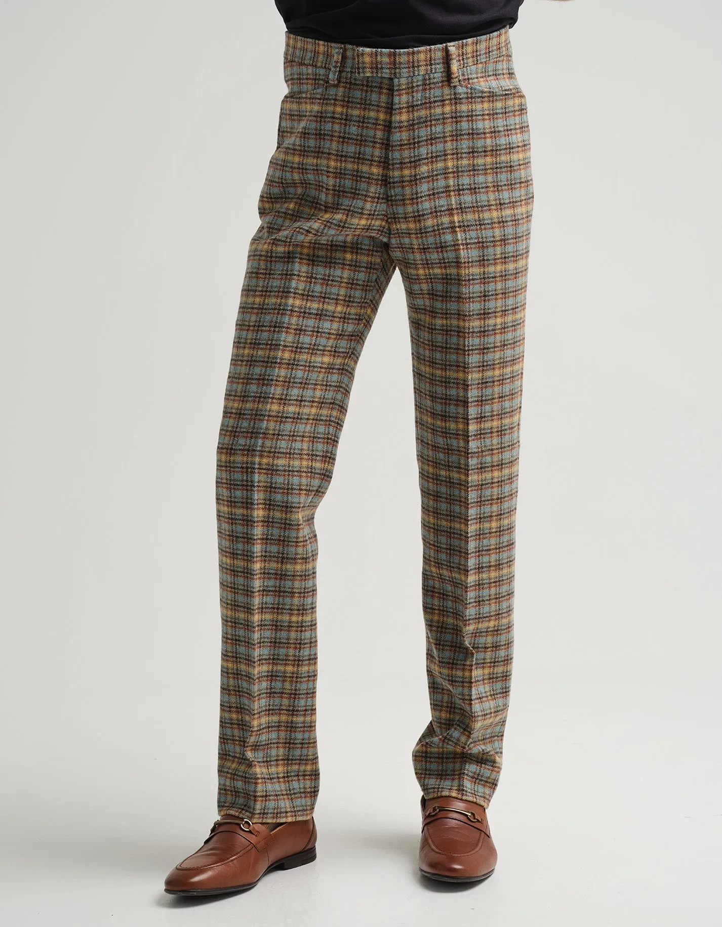 Blithfield Brown Check Wool Trousers GOLD COLLECTION