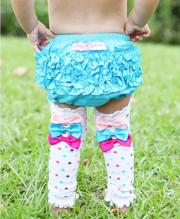 Blue Woven Bloomer   Bow Legwarmer Set