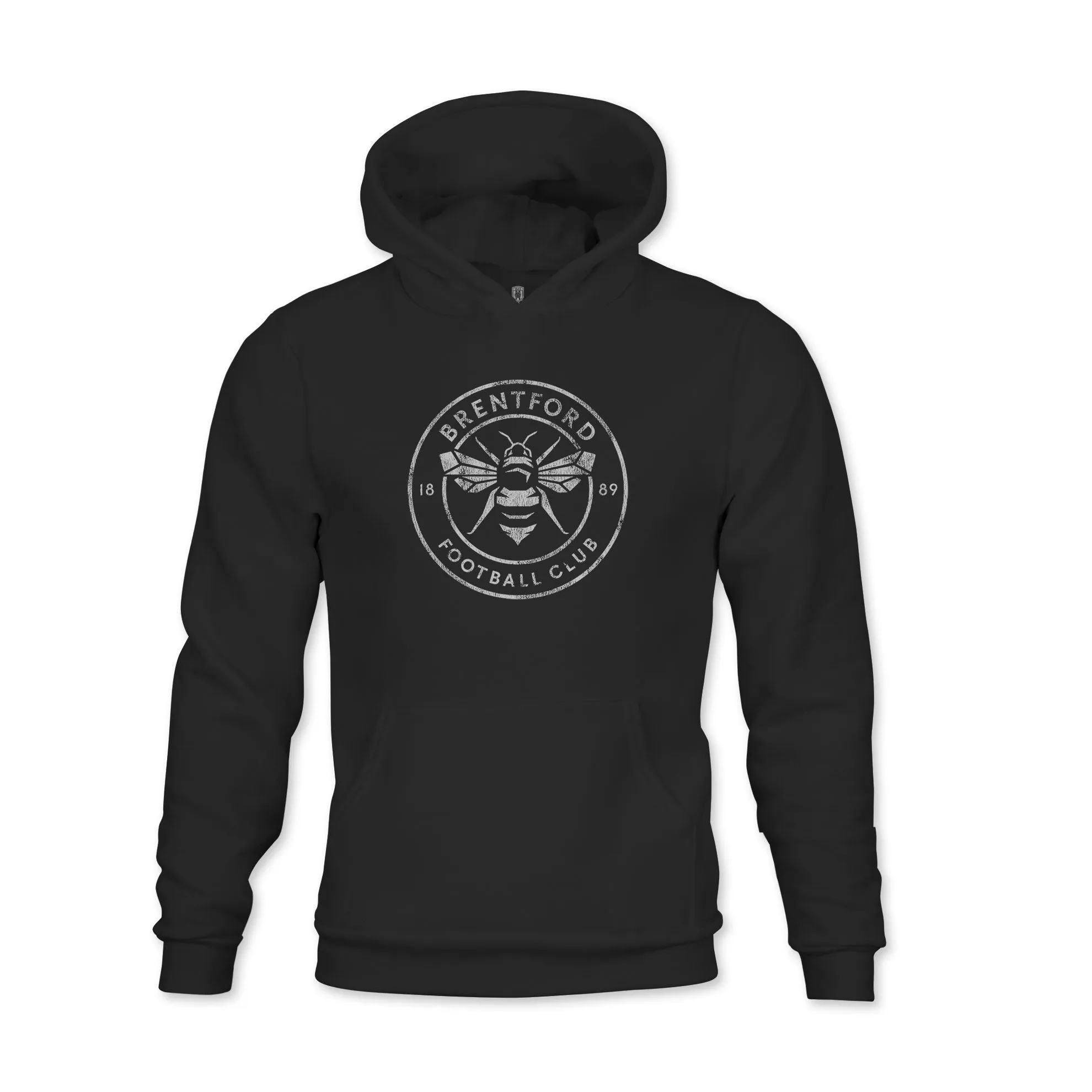 Brentford FC Mono Badge Youth Fleece Pullover Hoodie - Black