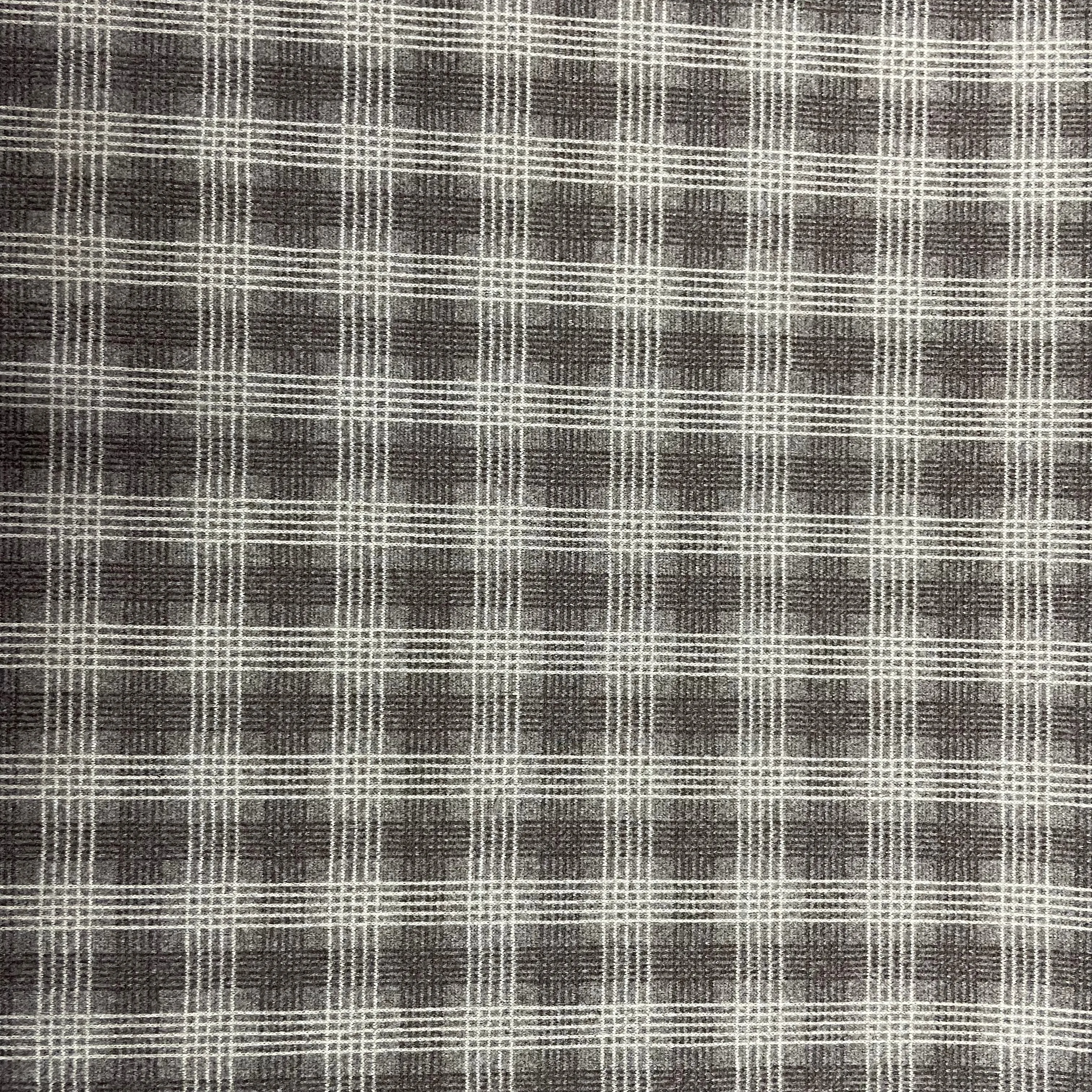 Brown White Checks Tweed Woollen Lycra Fabric