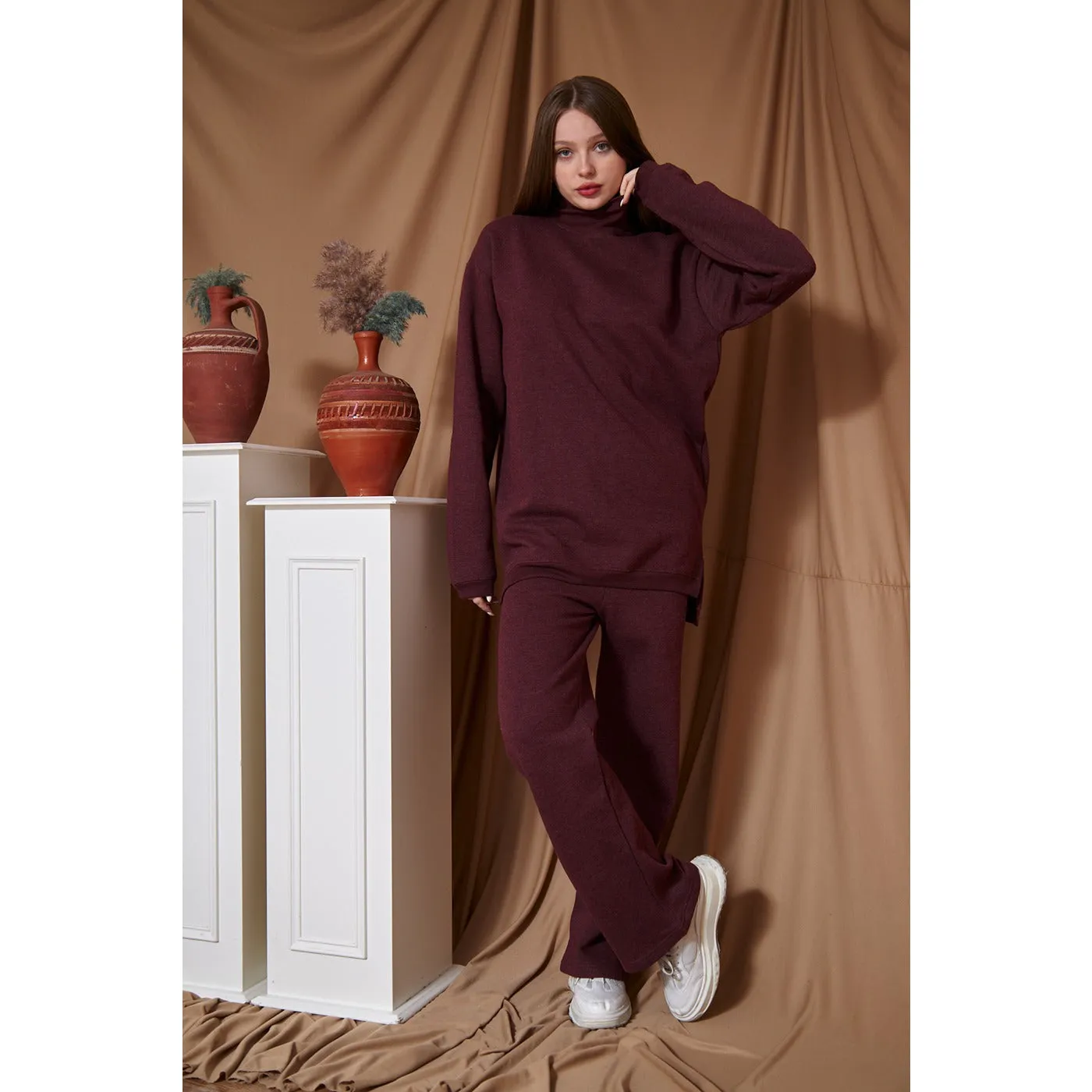 Burgundy Oversized Co-Ord Set