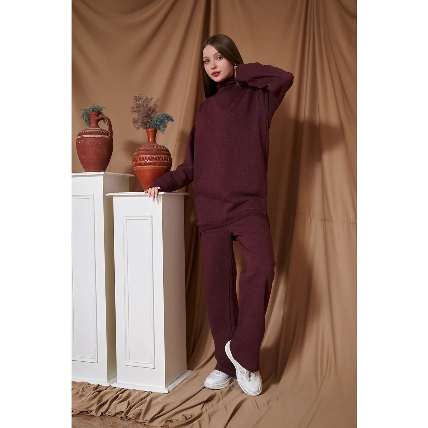 Burgundy Oversized Co-Ord Set