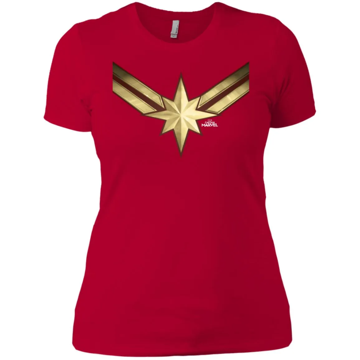 Captain Marvel Gleaming Chest Logo Women Cotton T-Shirt