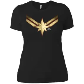 Captain Marvel Gleaming Chest Logo Women Cotton T-Shirt