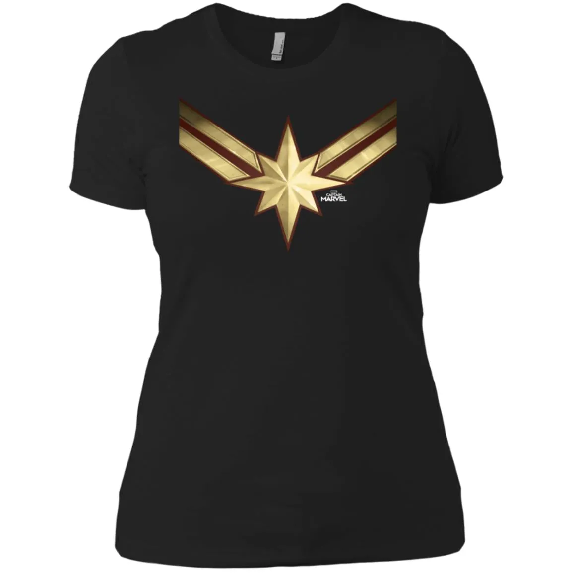 Captain Marvel Gleaming Chest Logo Women Cotton T-Shirt