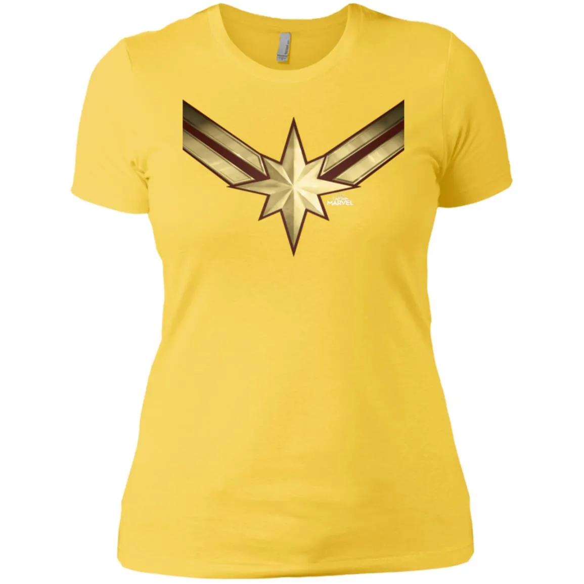 Captain Marvel Gleaming Chest Logo Women Cotton T-Shirt