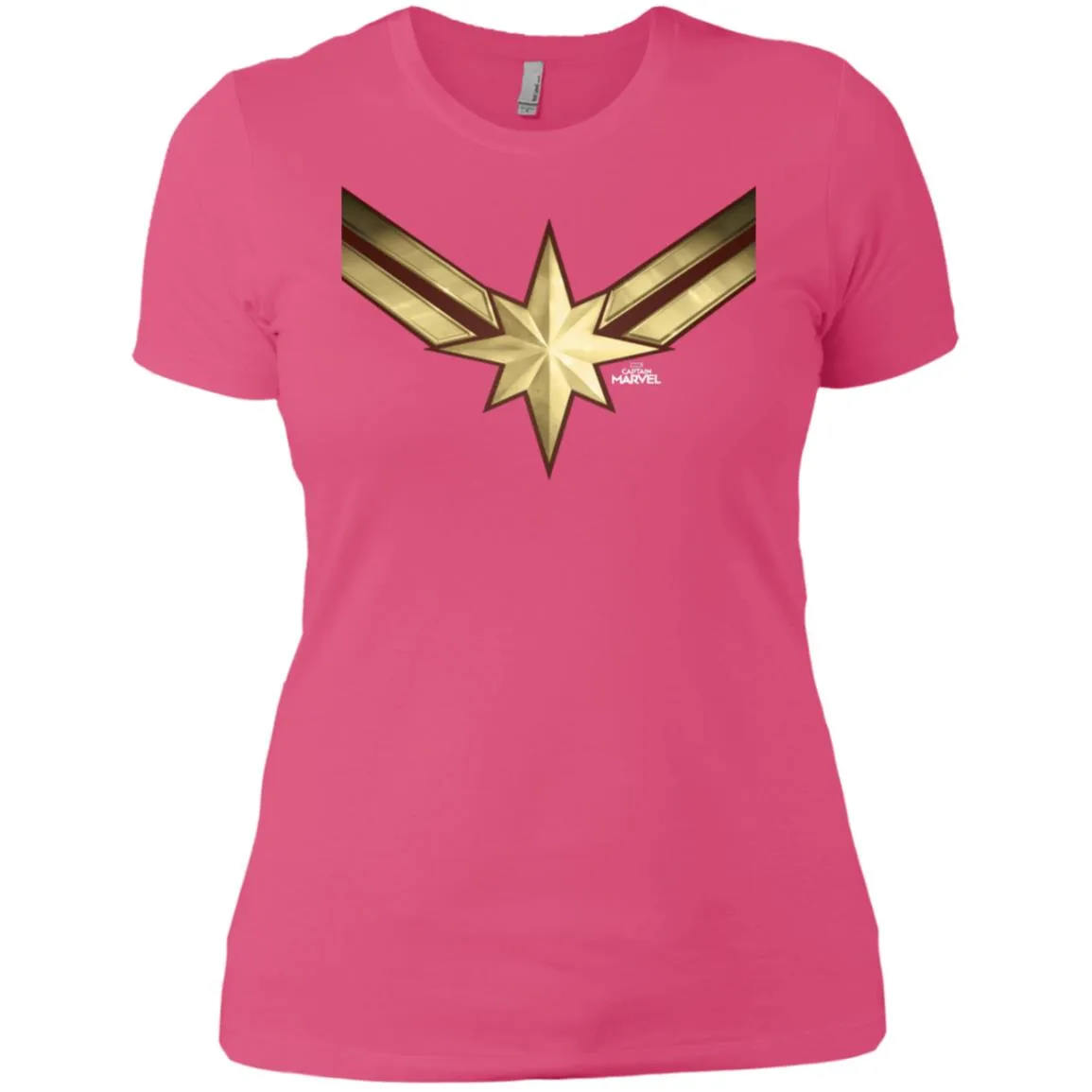 Captain Marvel Gleaming Chest Logo Women Cotton T-Shirt