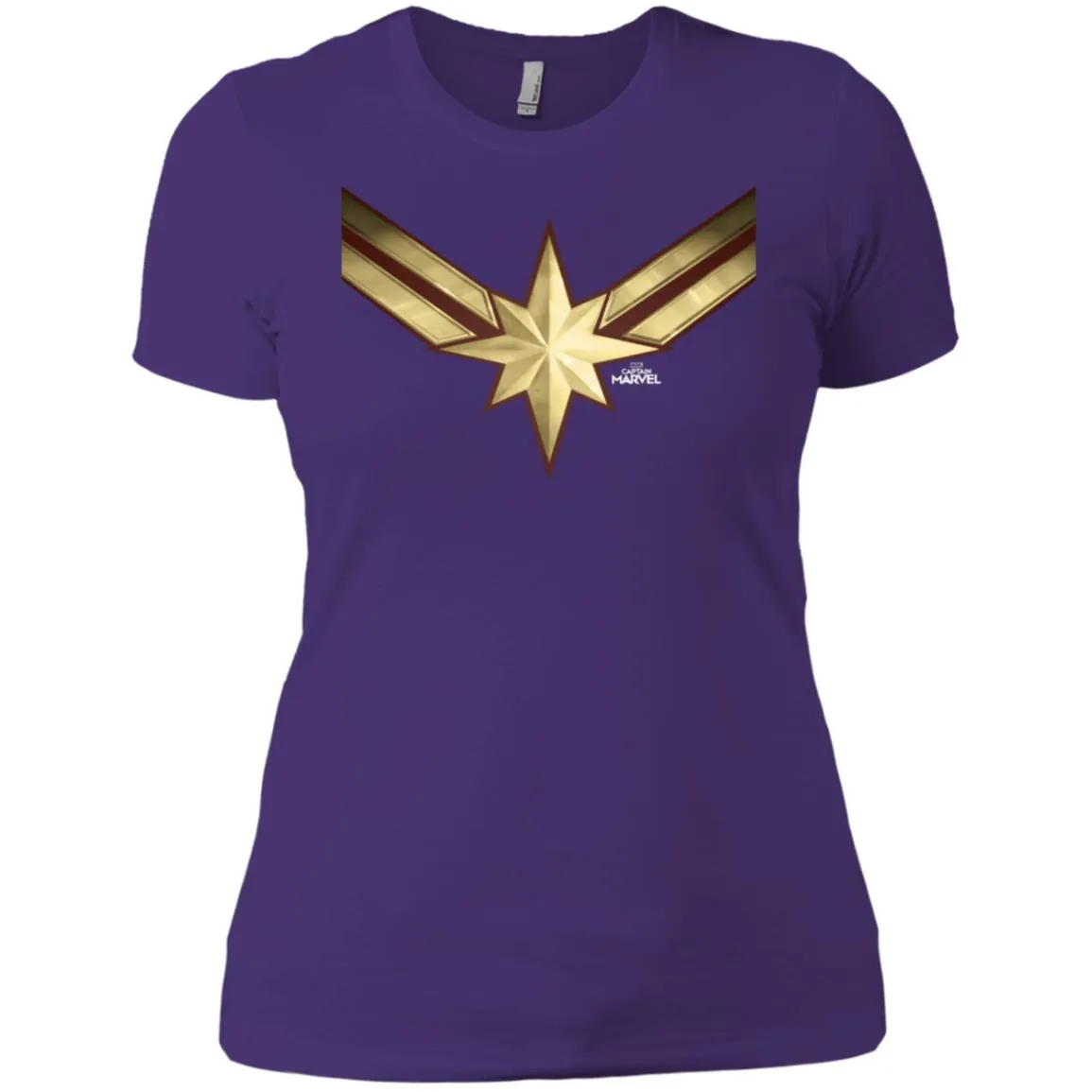 Captain Marvel Gleaming Chest Logo Women Cotton T-Shirt