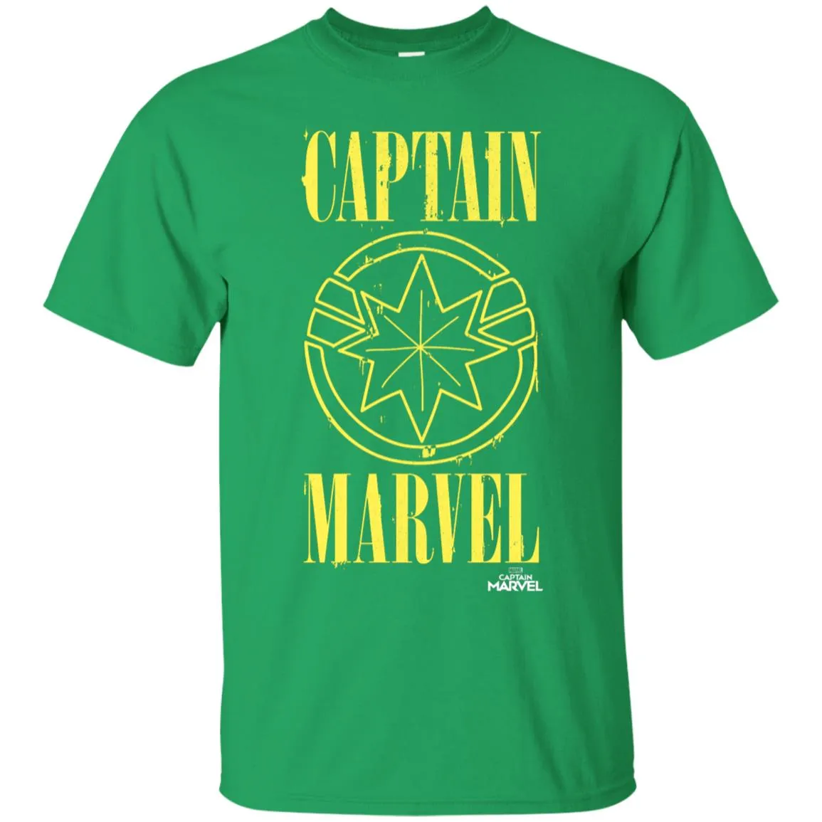 Captain Marvel Yellow Paint Drip Logo Men Cotton T-Shirt