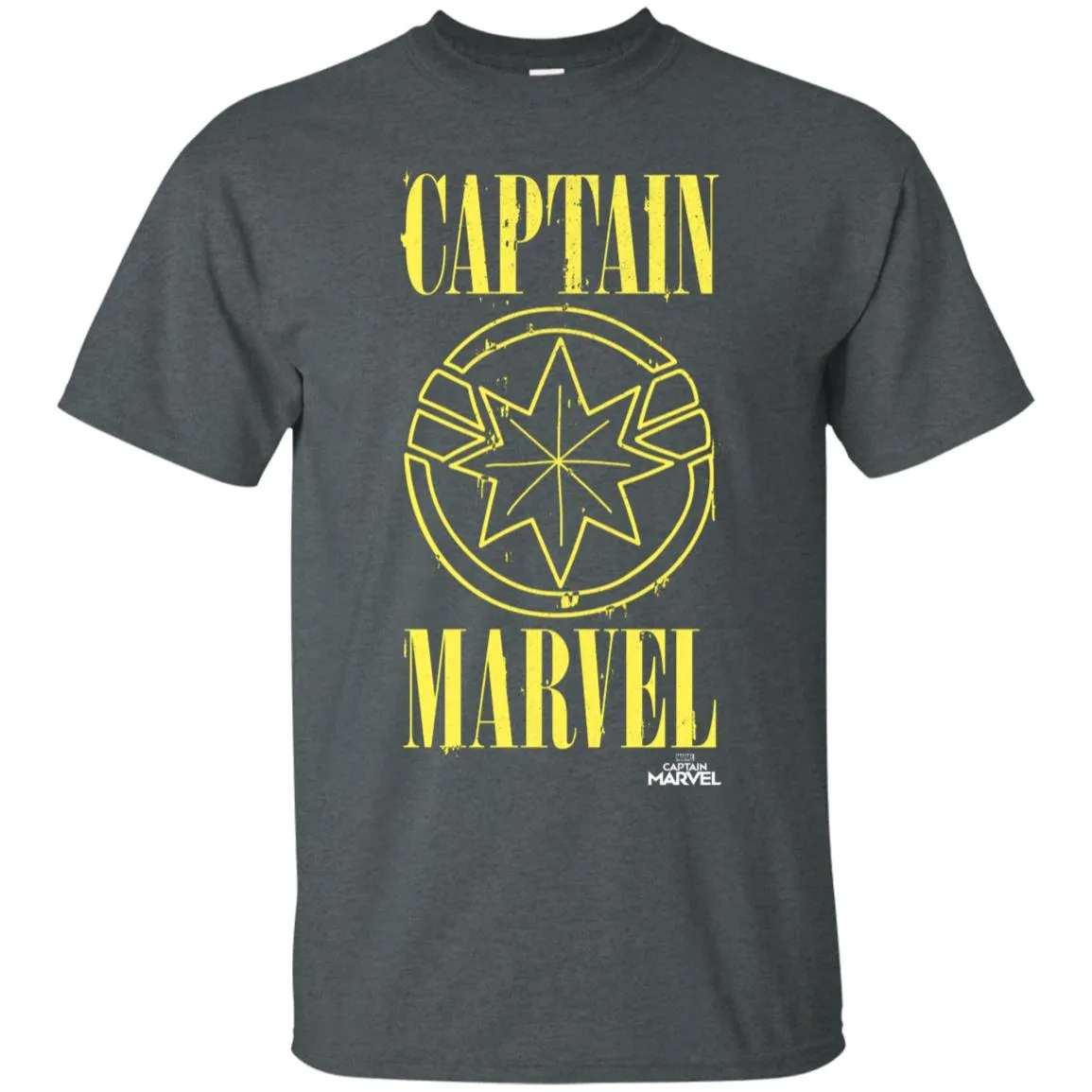 Captain Marvel Yellow Paint Drip Logo Men Cotton T-Shirt