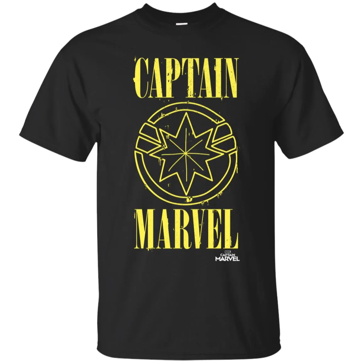 Captain Marvel Yellow Paint Drip Logo Men Cotton T-Shirt