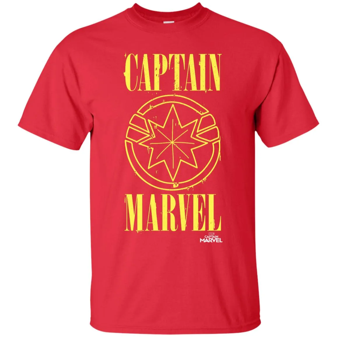 Captain Marvel Yellow Paint Drip Logo Men Cotton T-Shirt