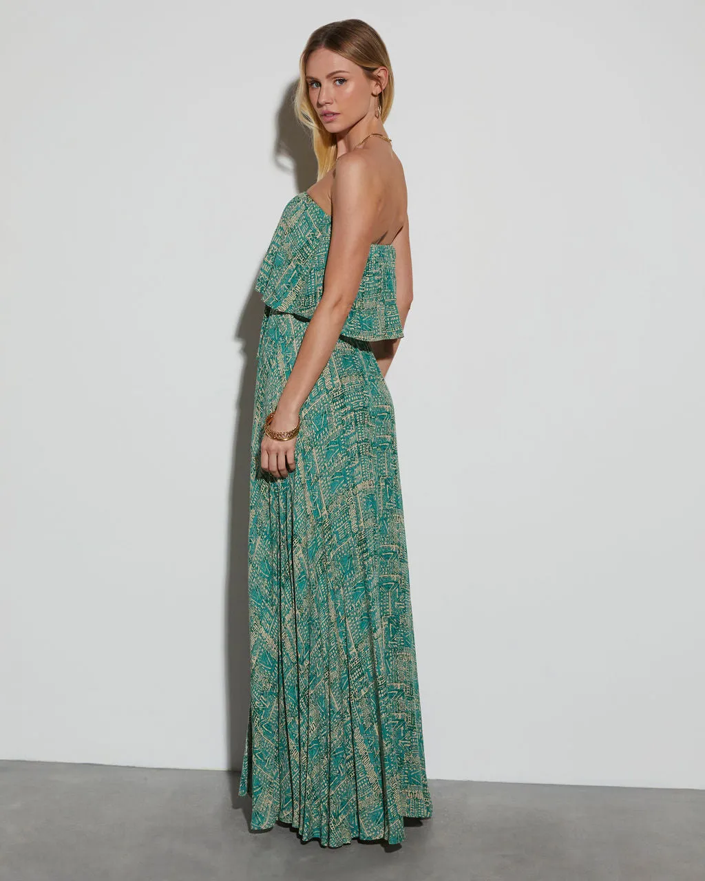 Caribbean Islands Strapless Maxi Dress