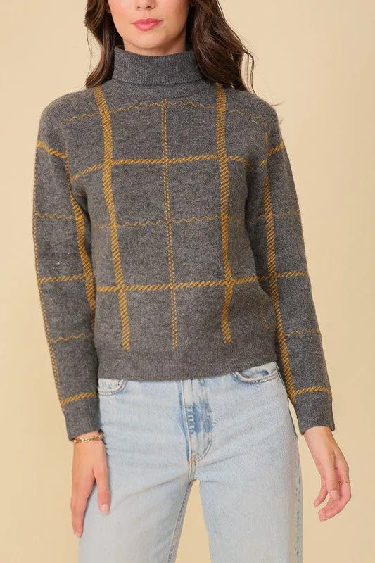 Classic Plaid Turtleneck Sweater