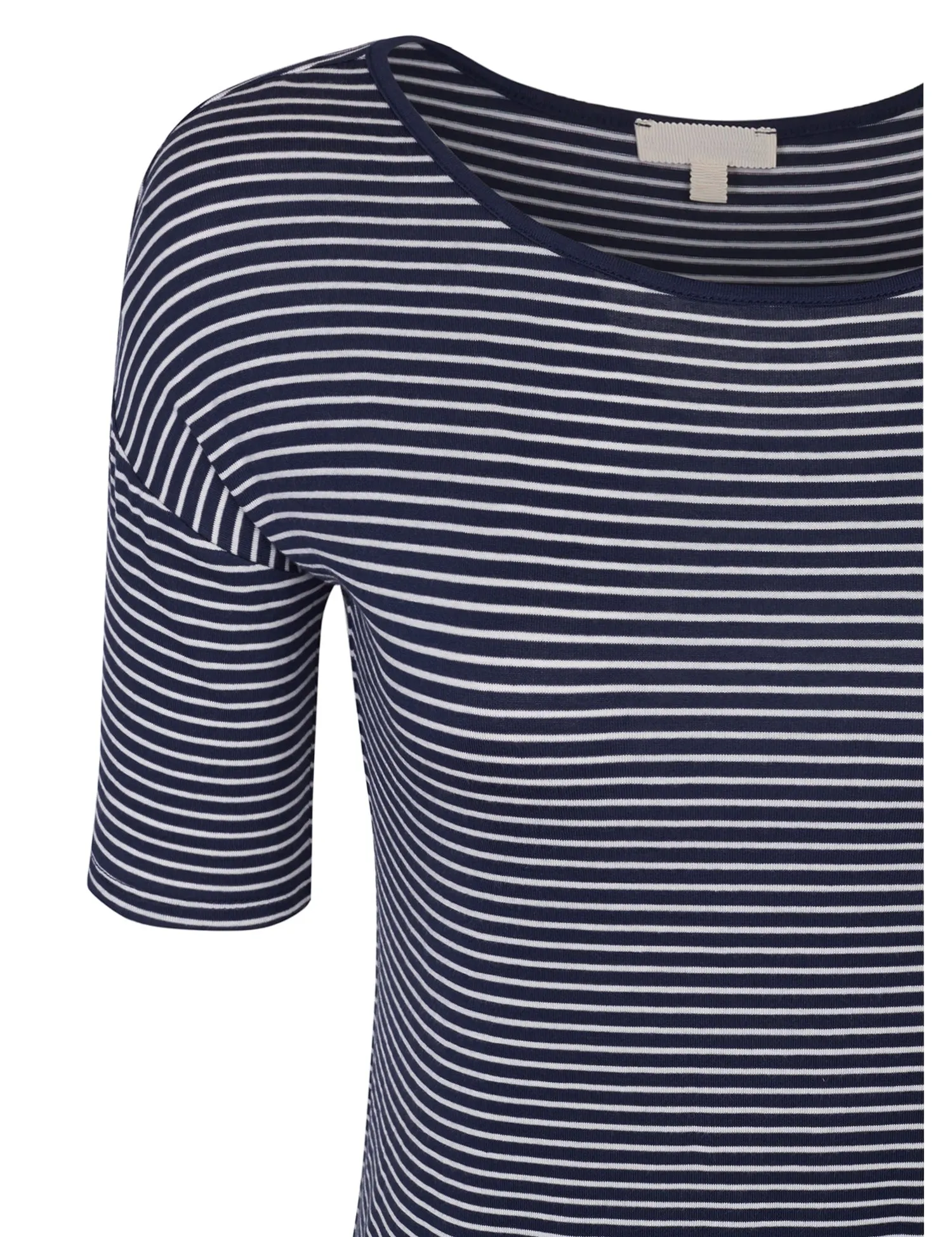 [Clearance] Womens Short Sleeve Striped Asymmetrical Hemline Tunic Top