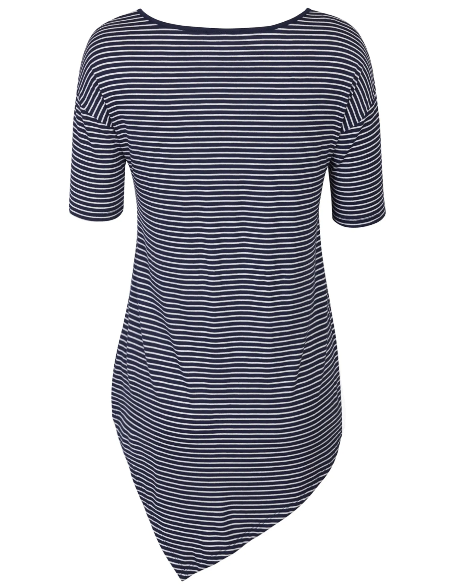 [Clearance] Womens Short Sleeve Striped Asymmetrical Hemline Tunic Top