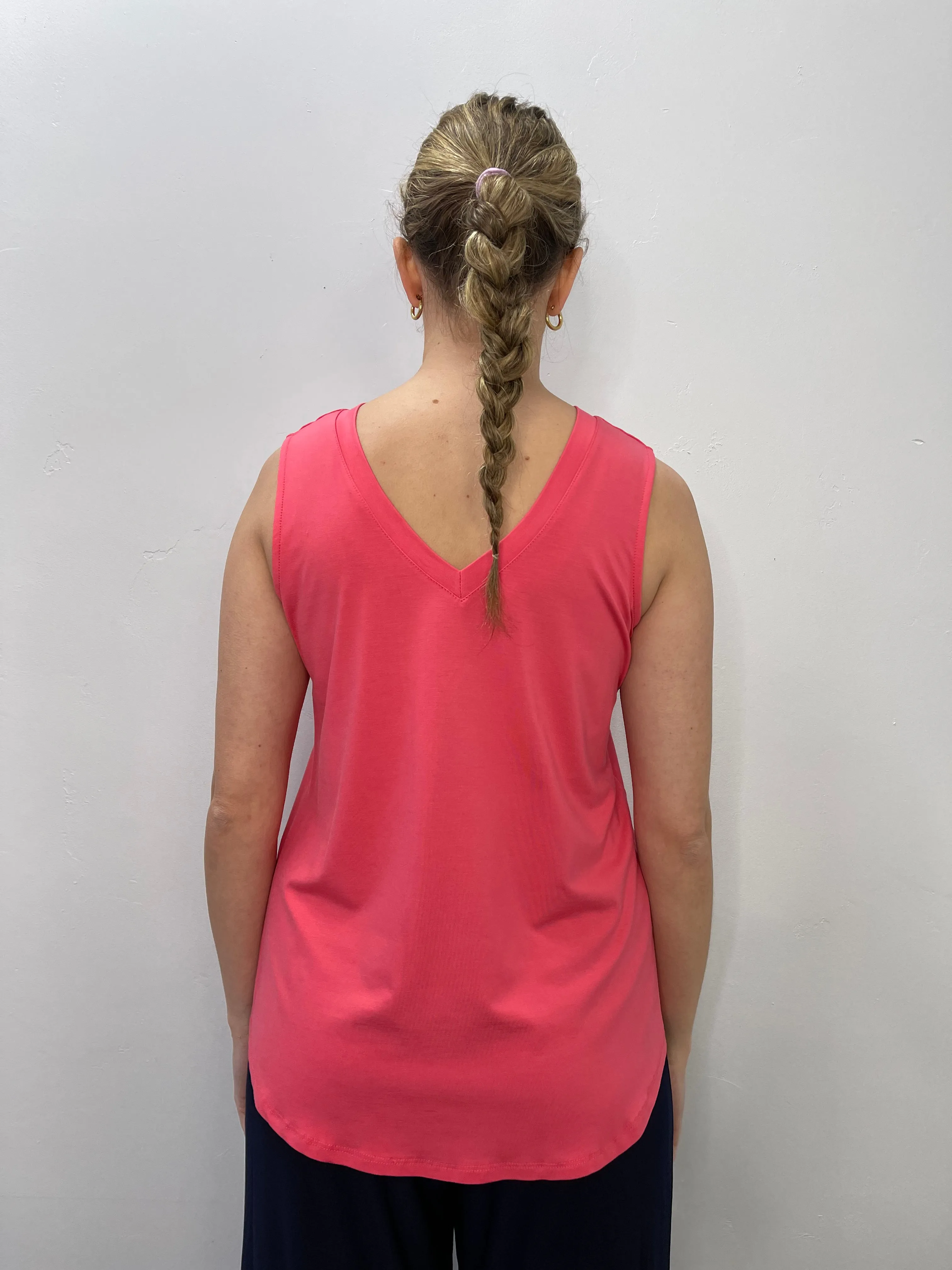 Coral Reversible Sleeveless V Neck Bamboo Tank