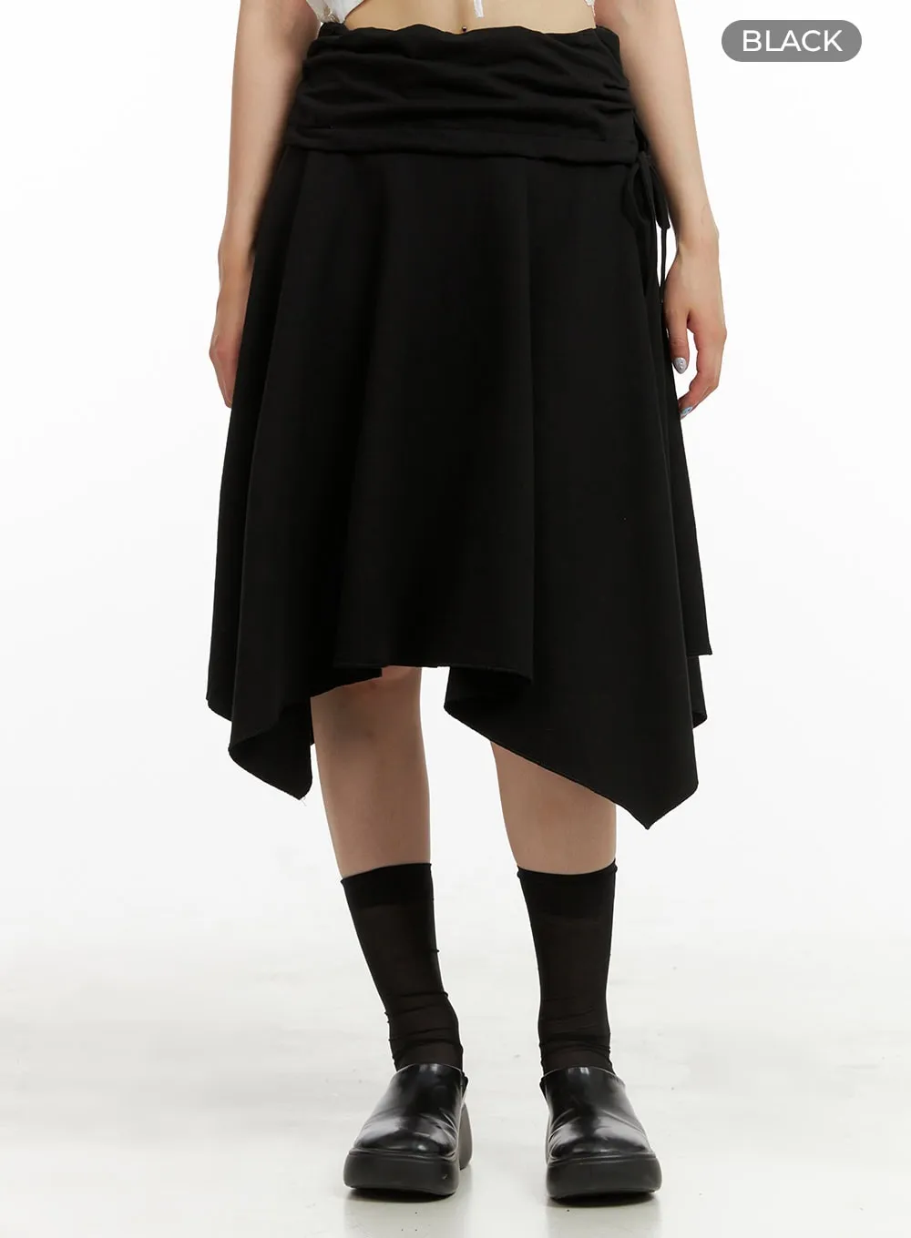 Cotton Ribbon Flare Midi Skirt CU425