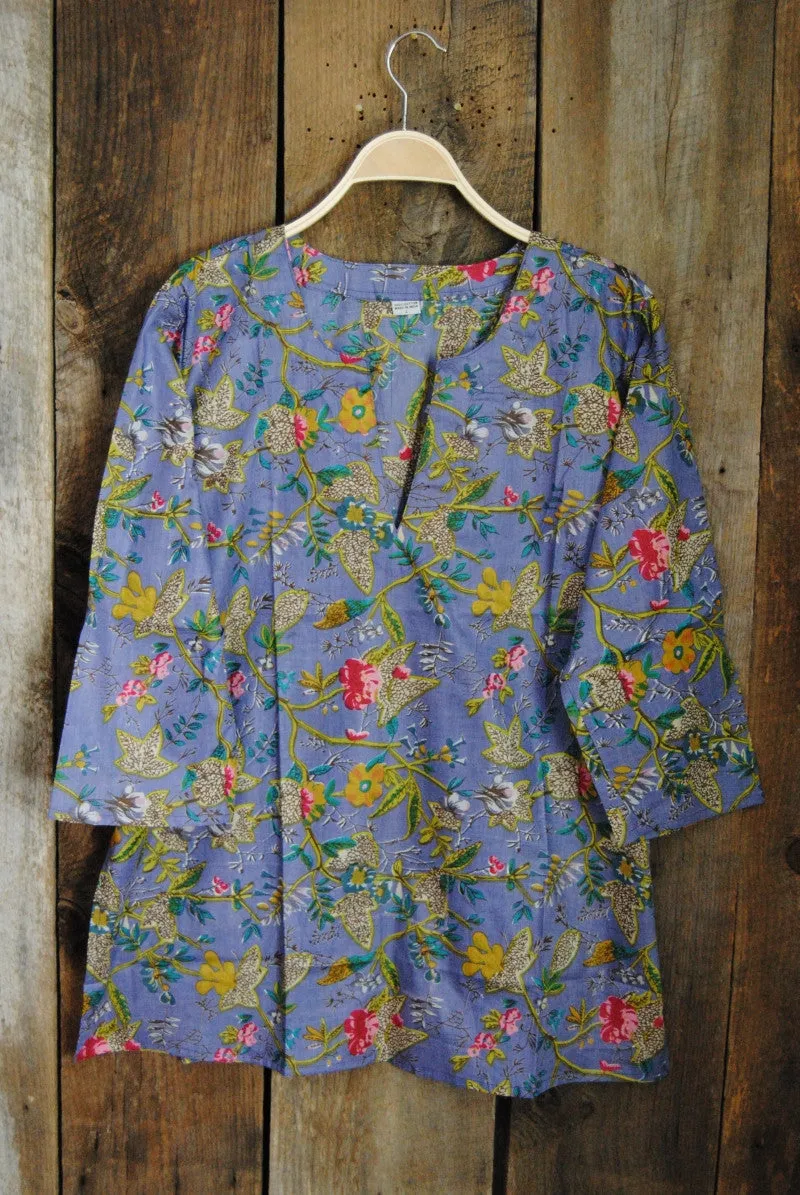 Cotton Tunic Top in Serene Garden