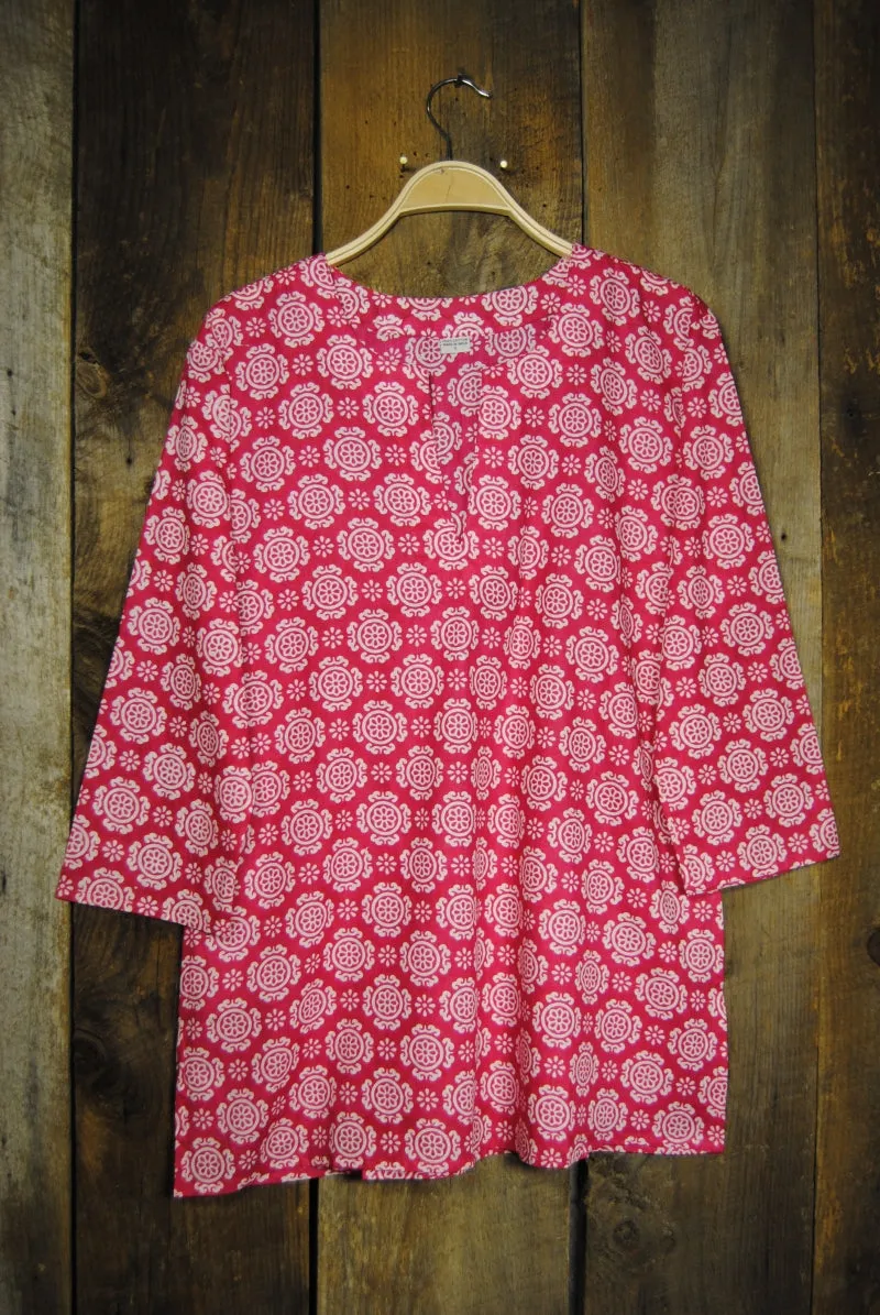 Cotton Tunic Top Tory in Hot Pink