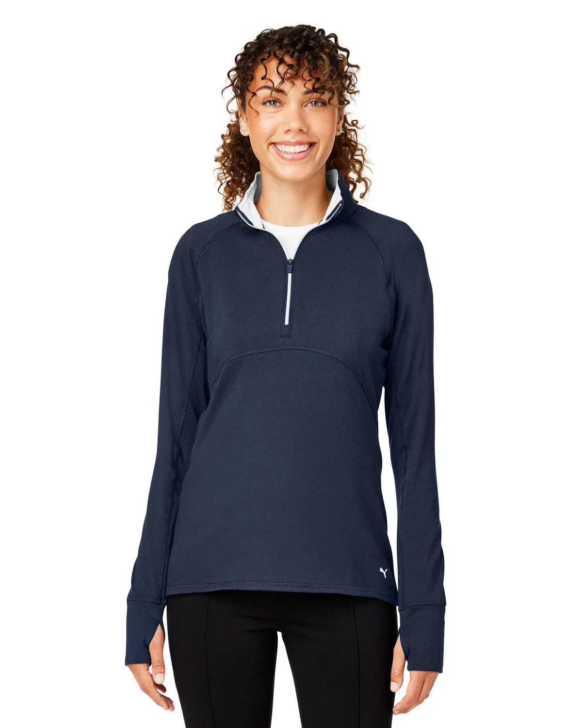 Custom Puma Ladies Gamer Golf Quarter-Zip, Navy Blazer