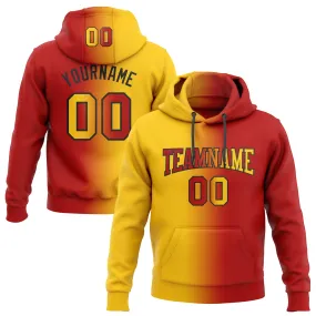 Custom Stitched Red Yellow-Black Gradient Fashion Sports Pullover Sweatshirt Hoodie