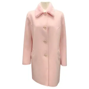 Dennis Basso Light Pink Mink Fur Collar Cashmere Coat