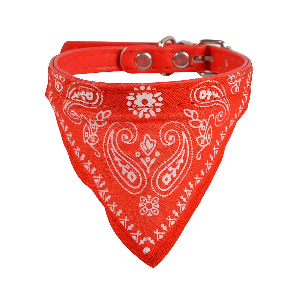 Dog PU Leather collar Bandana