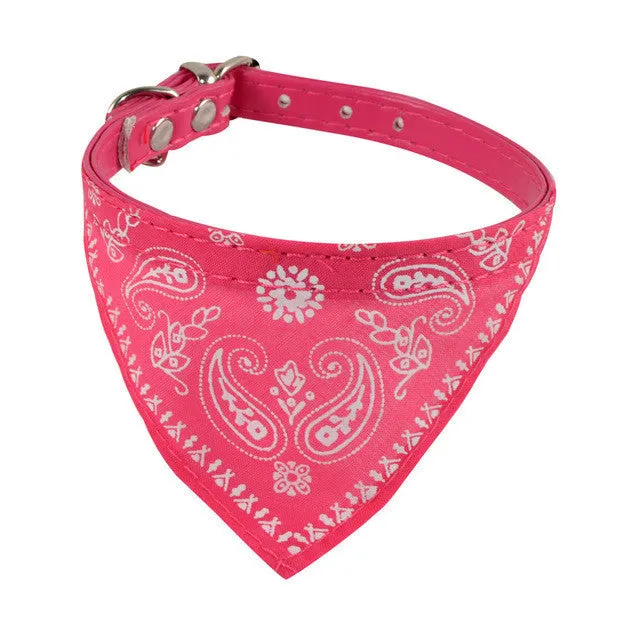 Dog PU Leather collar Bandana