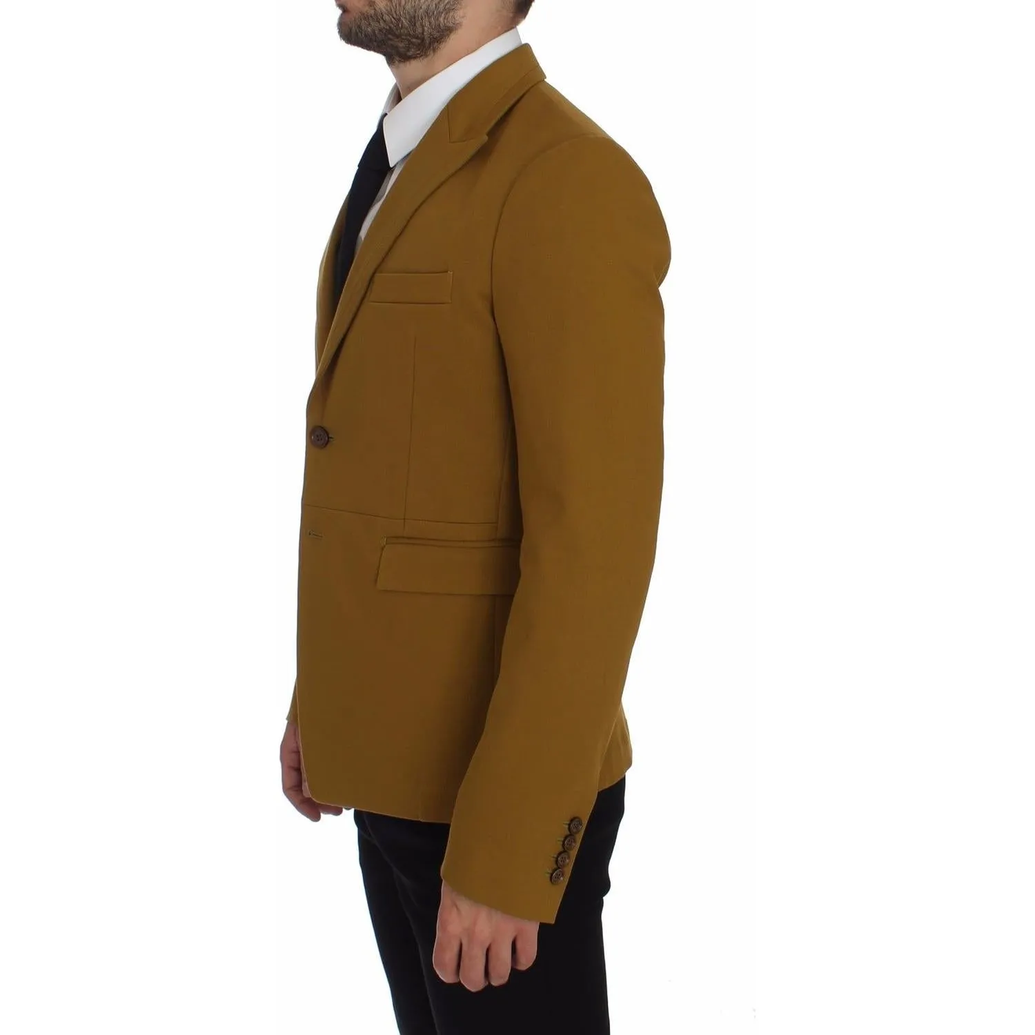 Dolce & Gabbana Elegant Yellow Cotton Blend Casual Blazer