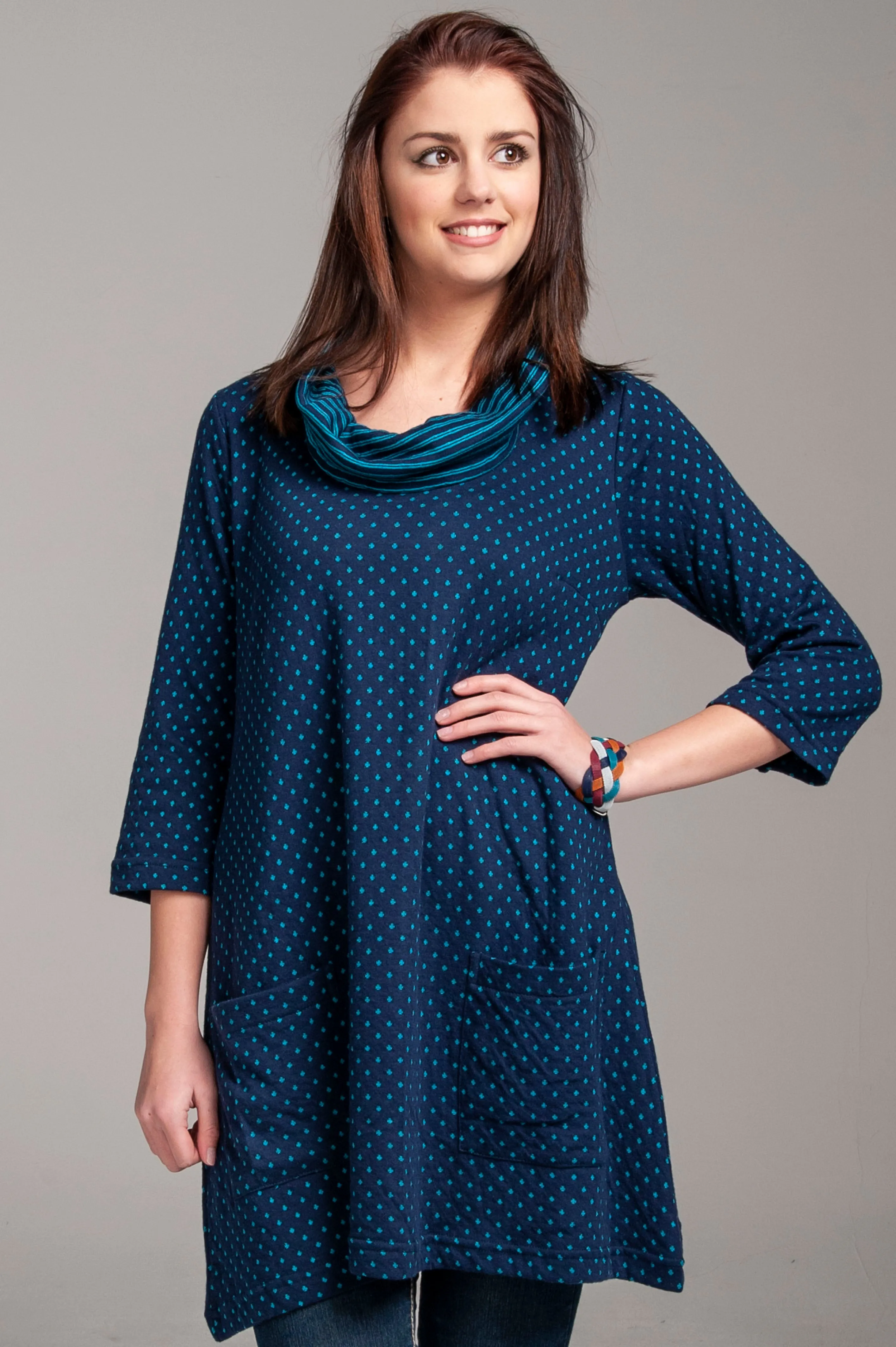 Dotted Cowl Neck Tunic