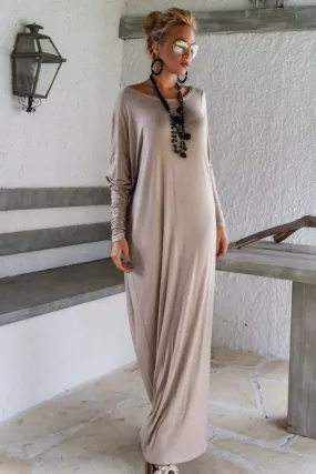 Elegant Loose Long-sleeve Maxi Dress