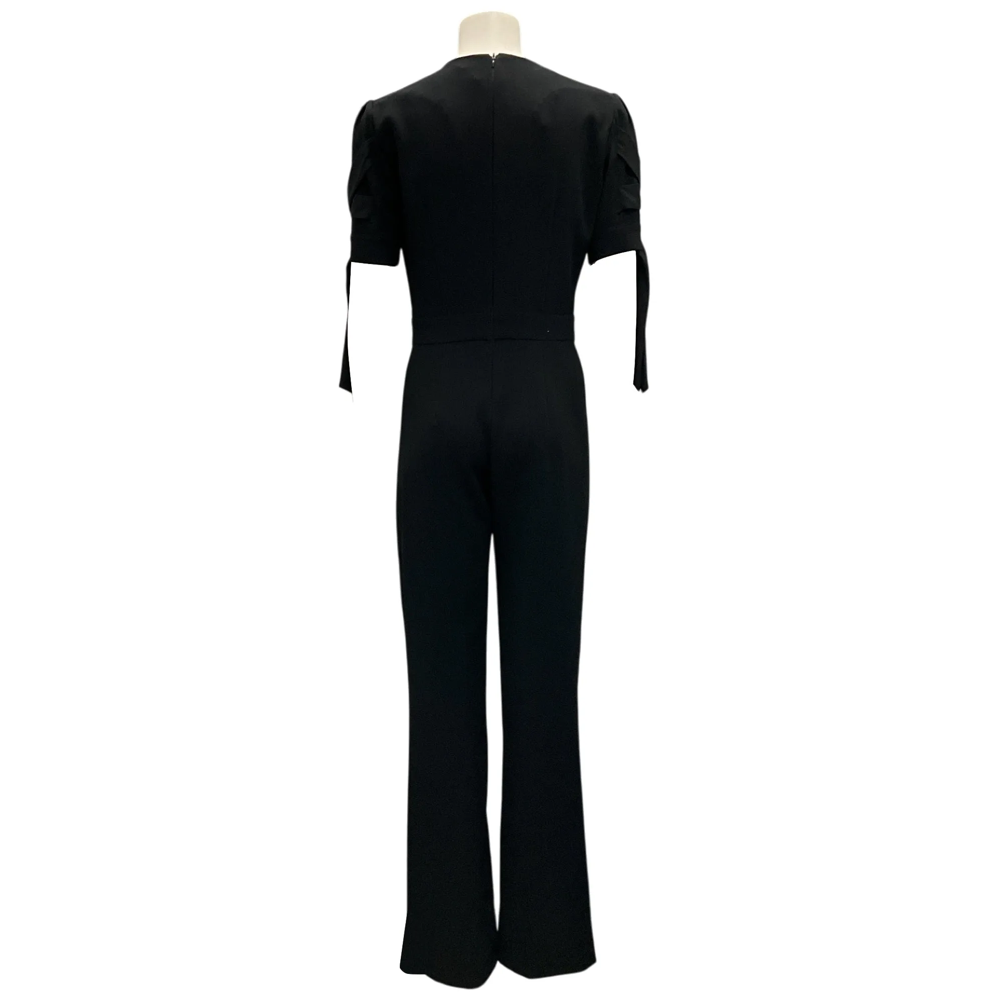 Elisabetta Franchi Black Short Sleeved Crepe Jumpsuit