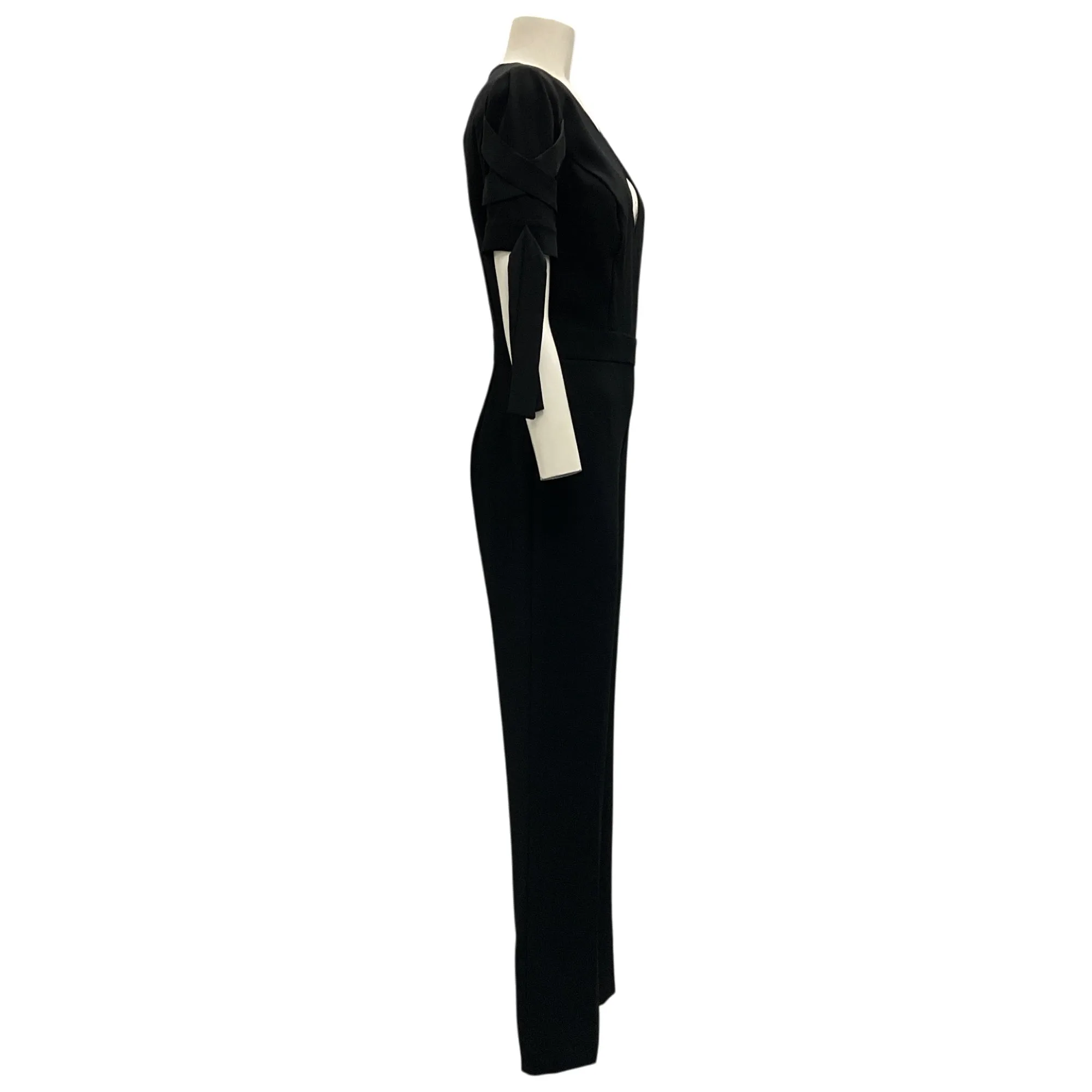 Elisabetta Franchi Black Short Sleeved Crepe Jumpsuit