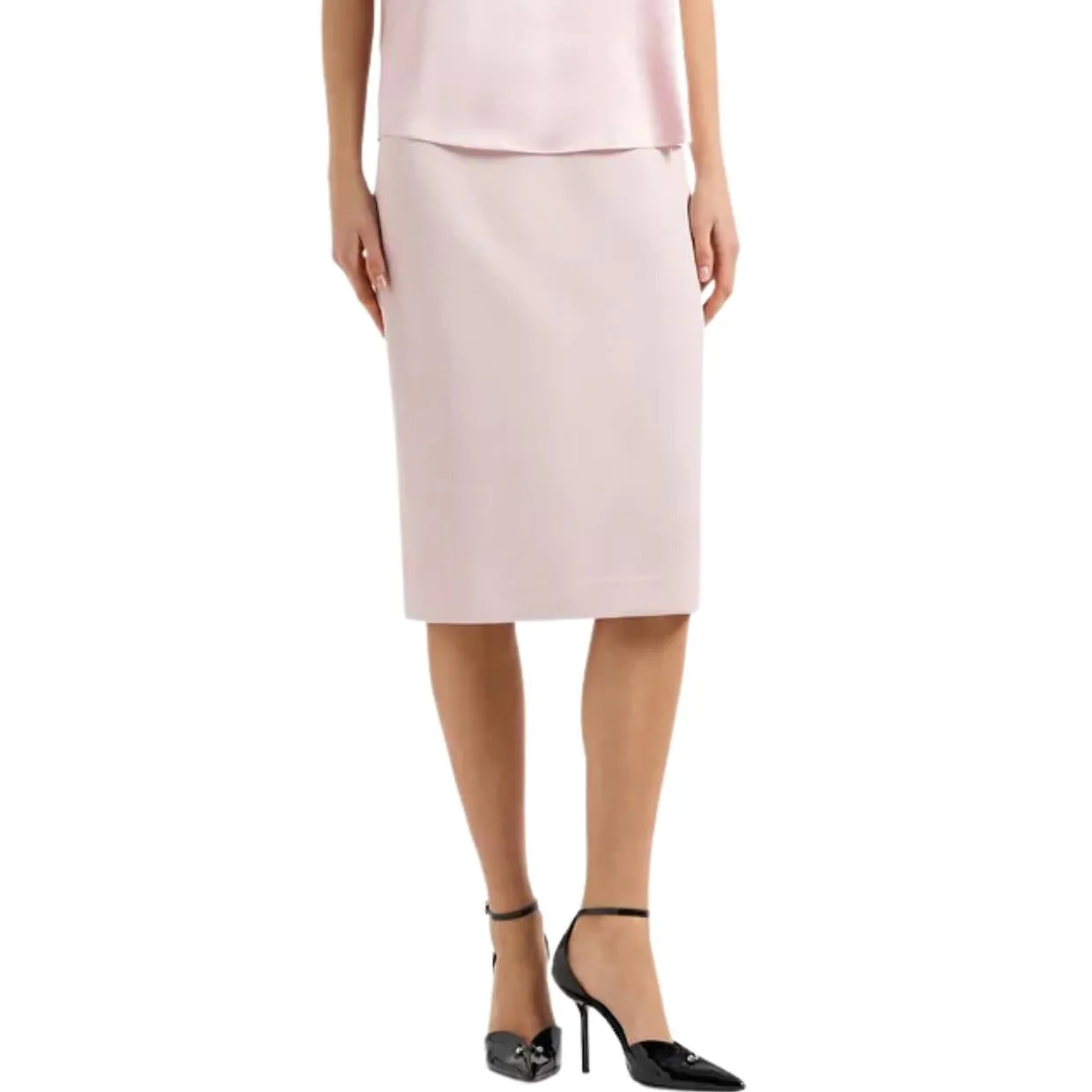 Emporio Armani Pink Cady Crepe Midi Pencil Skirt