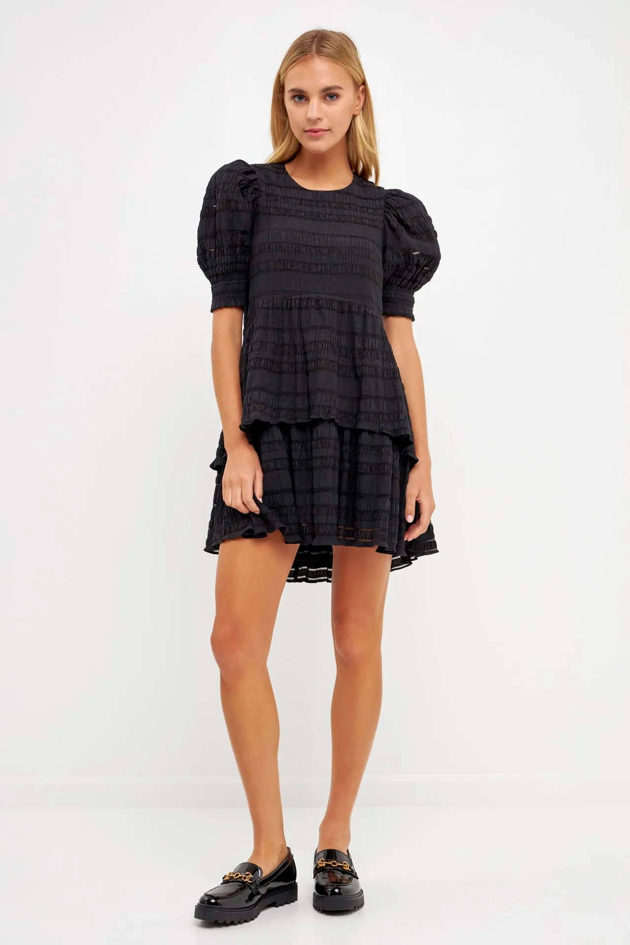 English Factory - Pleated Fabric High-Low Dress