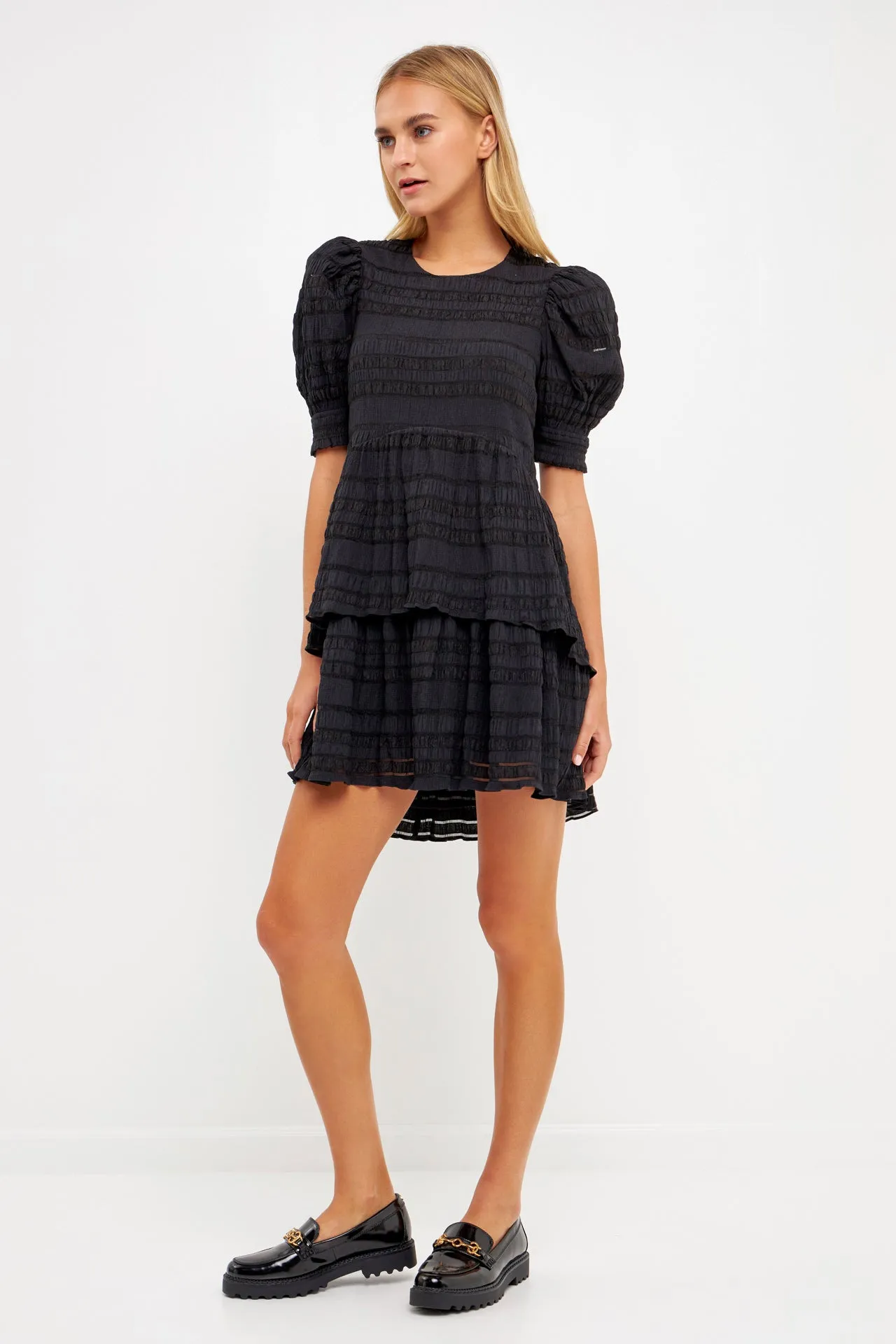 English Factory - Pleated Fabric High-Low Dress