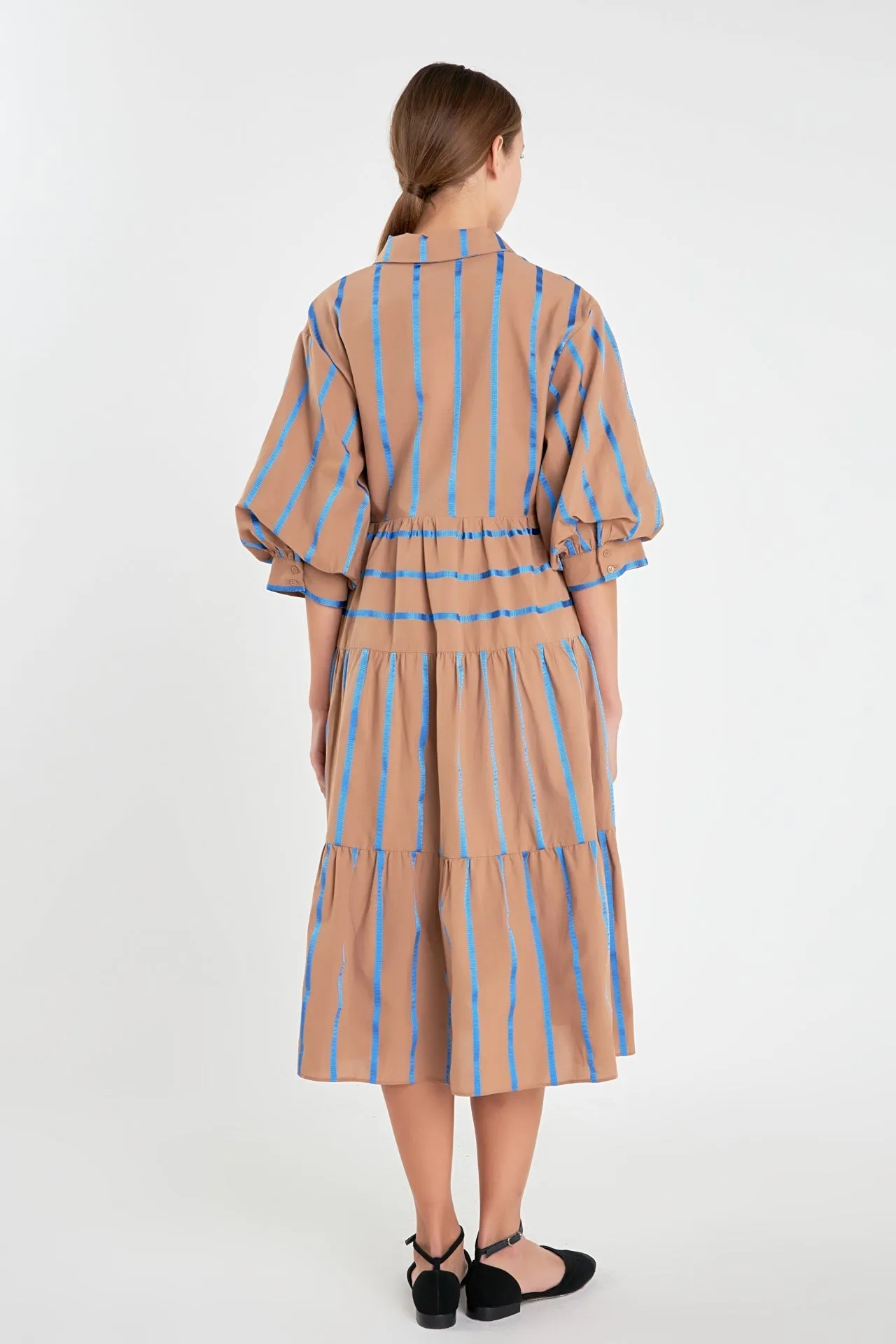 English Factory - Striped Collared Midi Dress