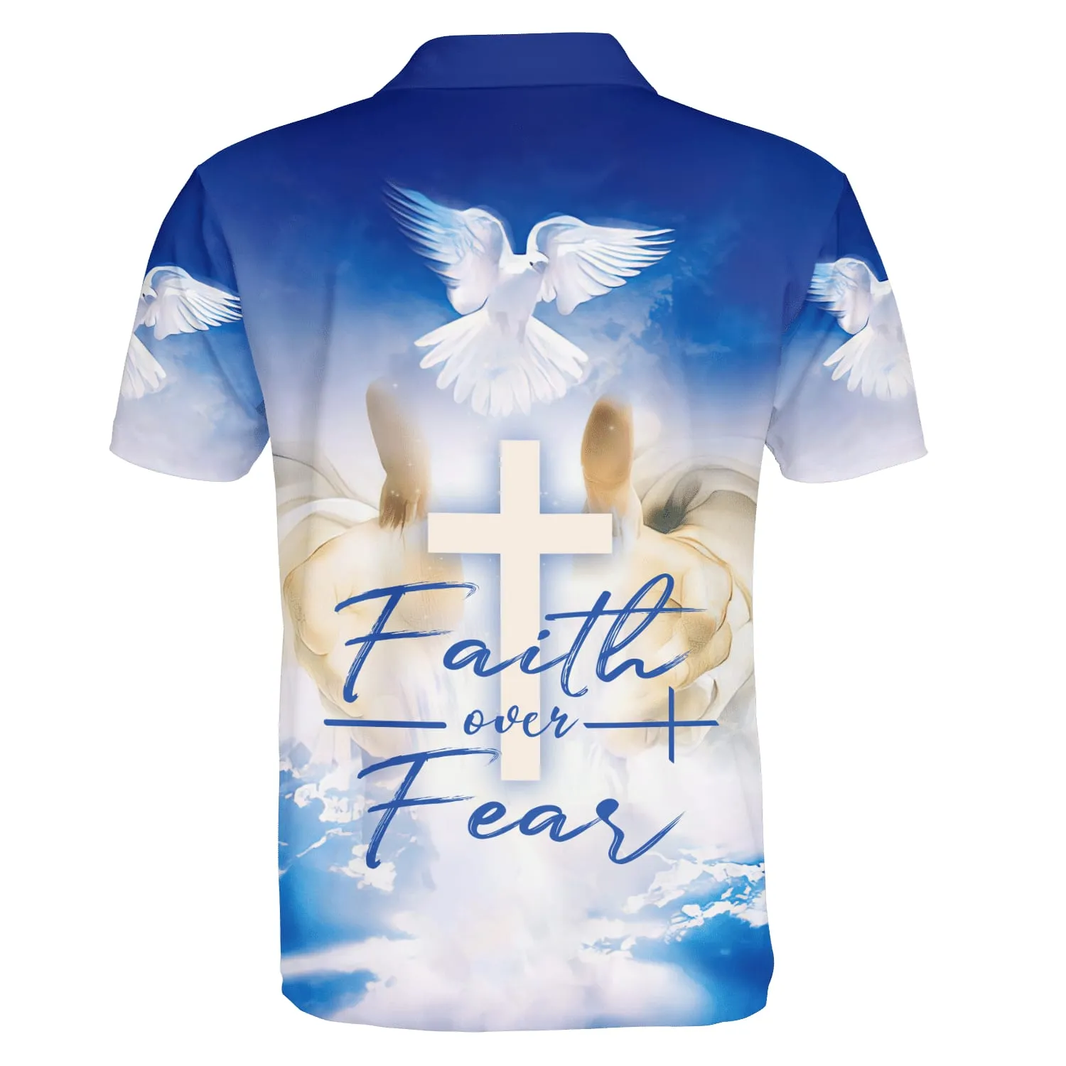 Faith Over Fear Jesus And Dove Polo Shirt - Christian Shirts & Shorts