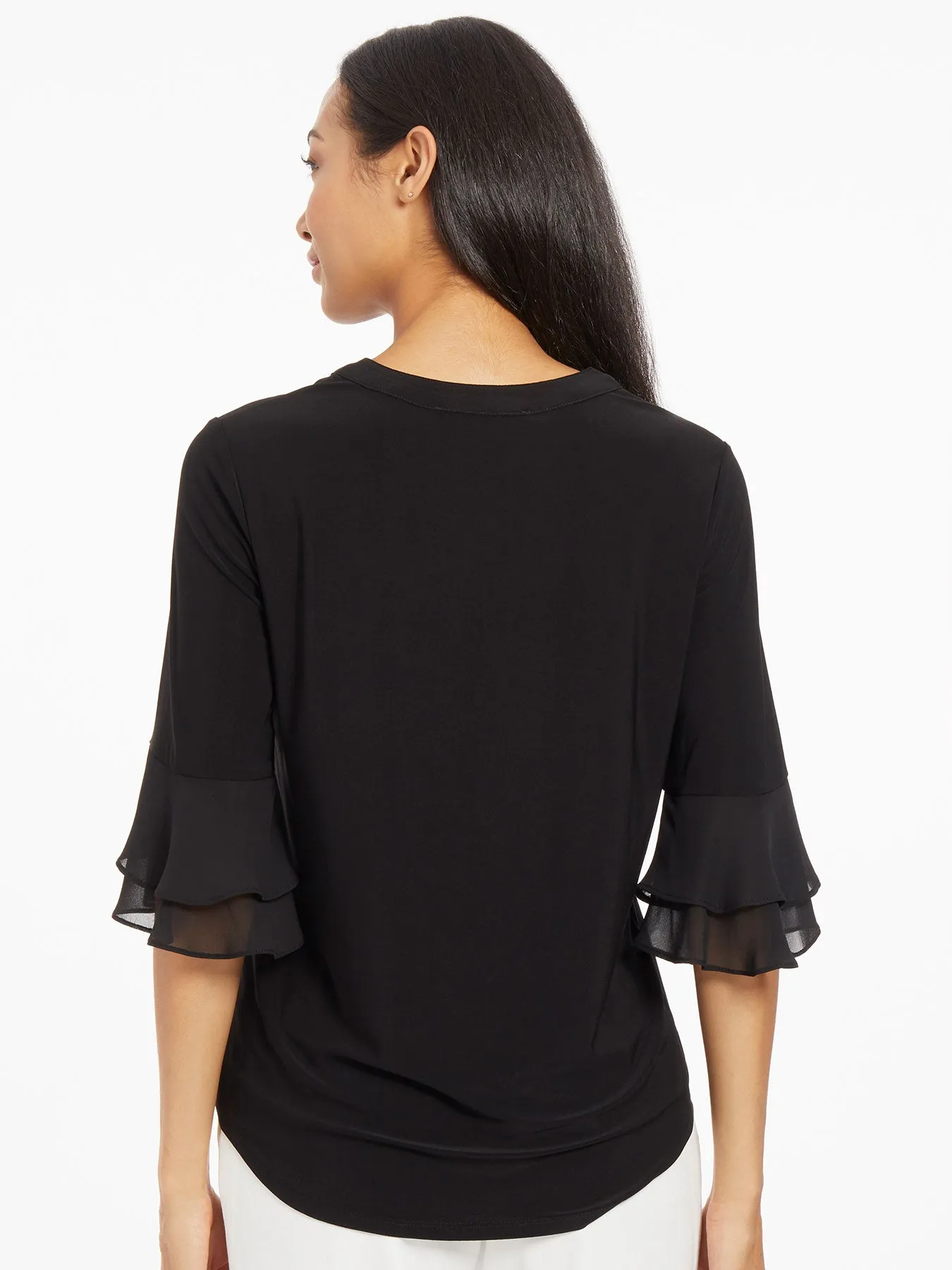 Flutter Sleeve Split Neck Tunic