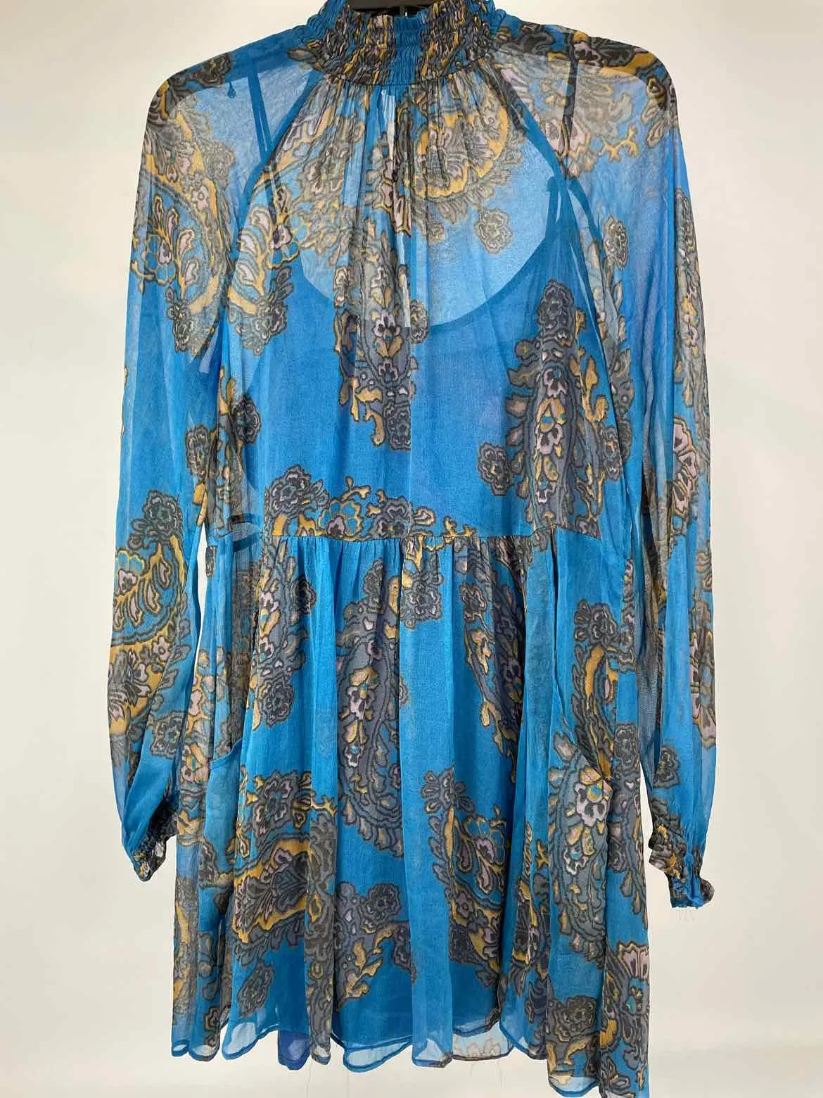 Free People Size S Blue&Gold sheer Tunic