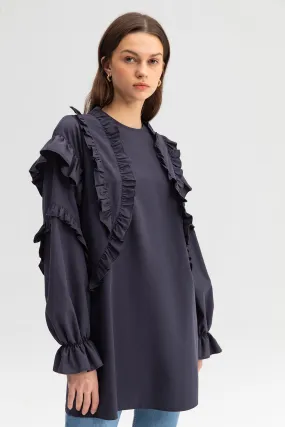 FRILLED POPLIN TUNIC TOP