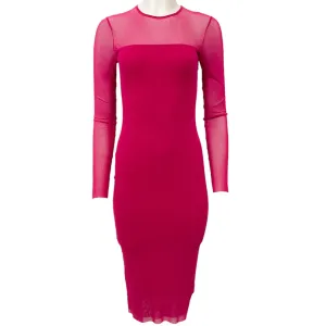 Fuzzi Magenta Long Sleeve Bodycon Dress