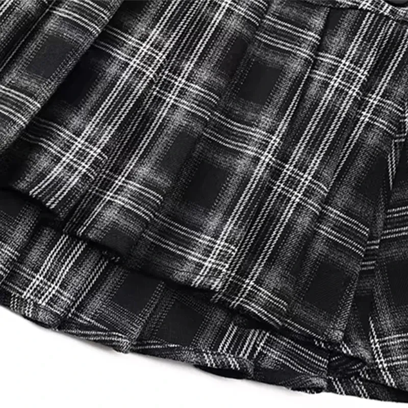 Girlary Vintage Plaid Mini Skirt Women Y2k Japanese Sexy Low Waist Pleated Short Skirts Summer Preppy Jk Korean All Match A Line Faldas