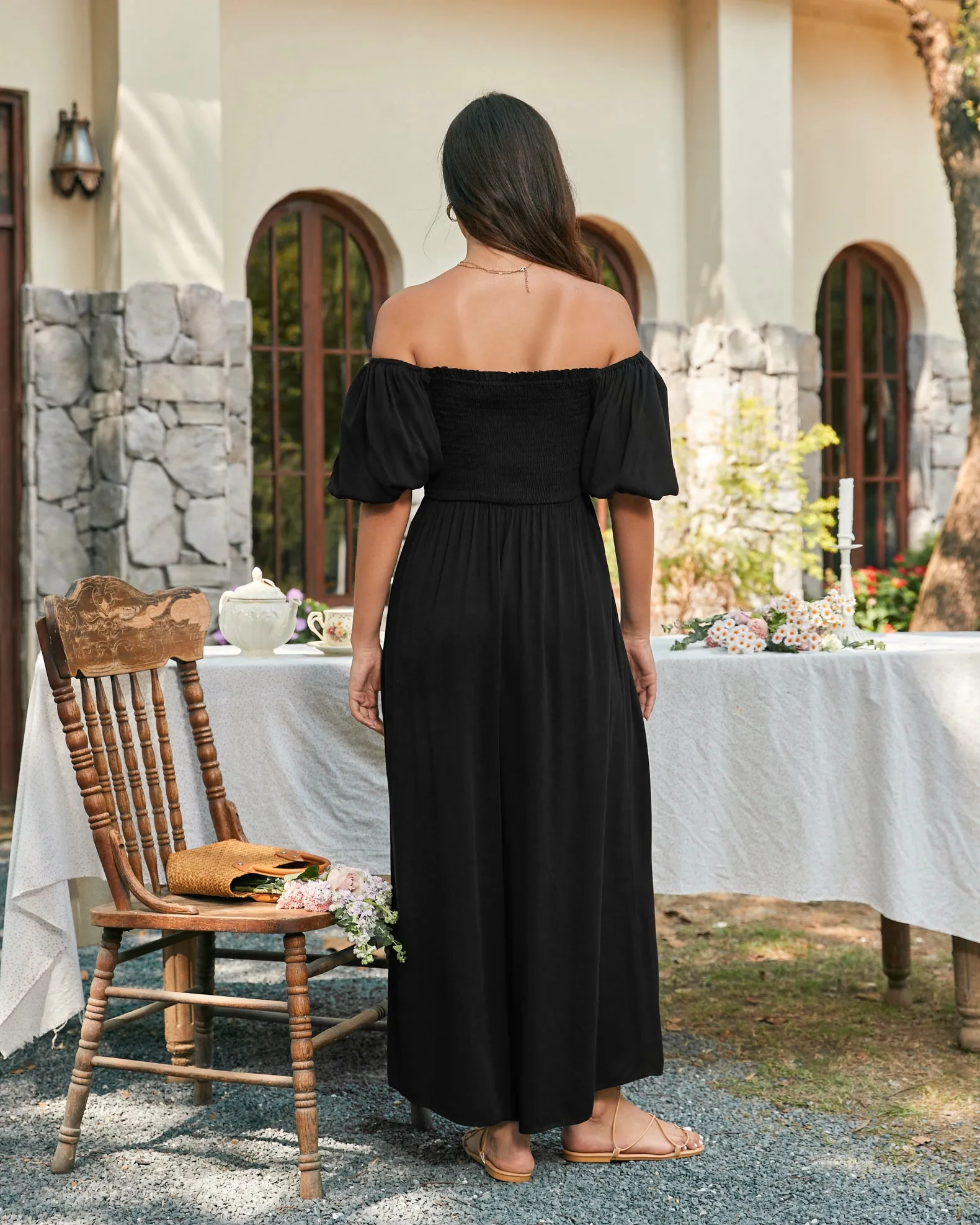 Giselle Black Puff Sleeve Jumpsuit