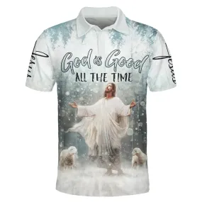 God Is Good All The Time Jesus And Lamb Polo Shirt - Christian Shirts & Shorts