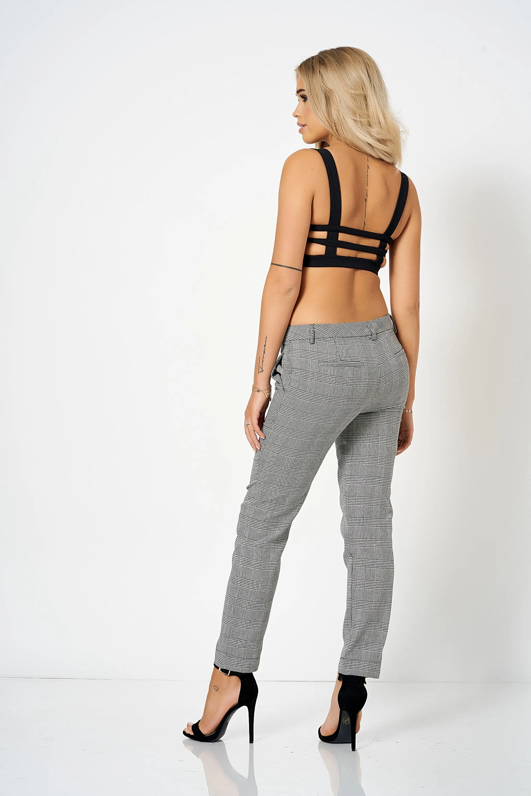 Grey Plaid Tailored Co-Ord Trousers