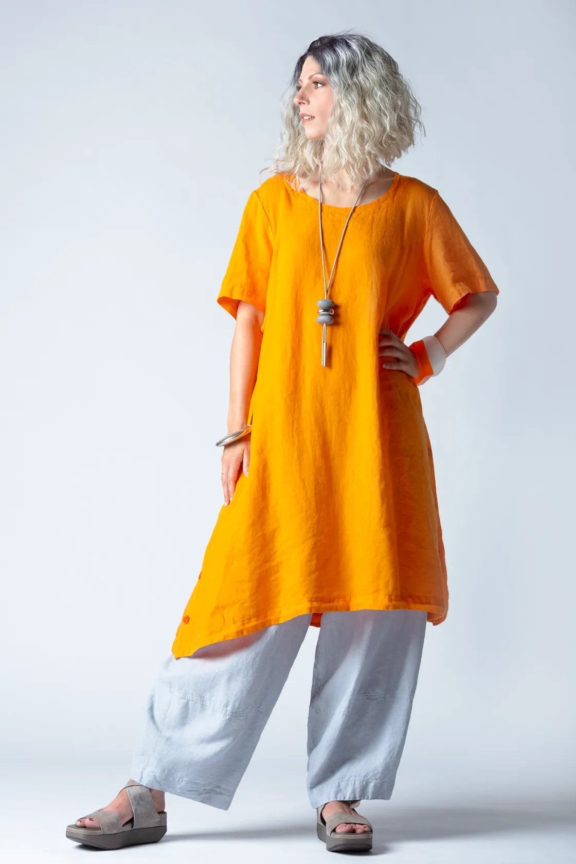 GRIZAS Long Tunic in Orange Linen