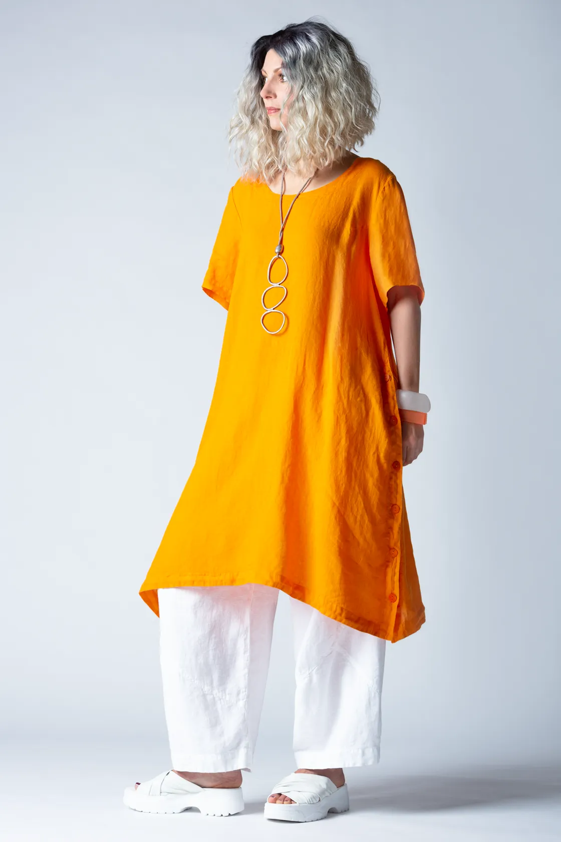 GRIZAS Long Tunic in Orange Linen